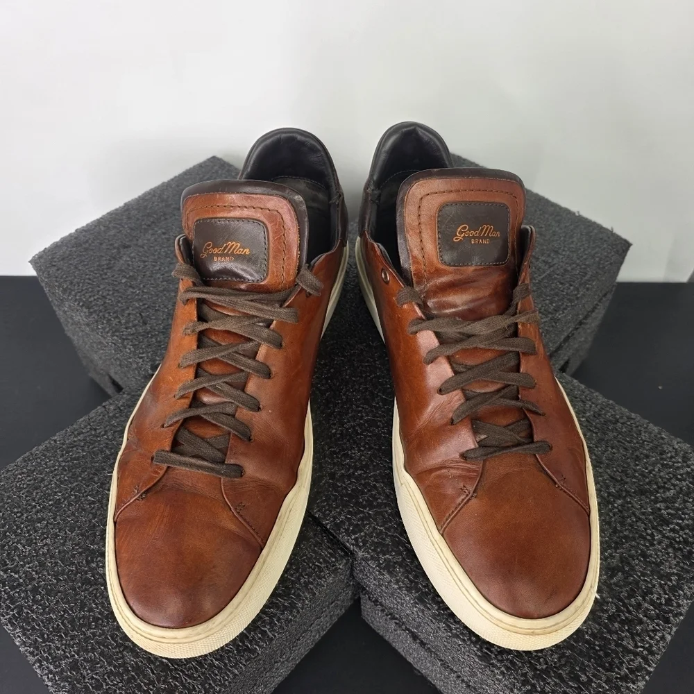 Good Man Brand Shoes Men's 12 Legend Low Top Sneaker Brown Leather Made in Italy